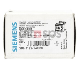 SIEMENS CONTACTOR RELAY, 3RH1122-1AP00