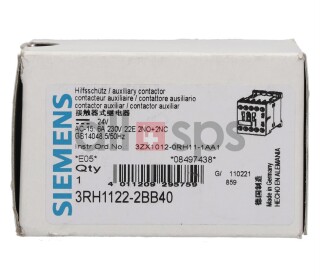 SIEMENS CONTACTOR RELAY, 3RH1122-2BB40