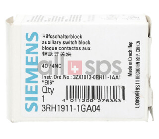 SIEMENS AUXILIARY SWITCH BLOCK, 3RH1911-1GA04