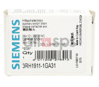 SIEMENS AUXILIARY SWITCH BLOCK, 3RH1911-1GA31