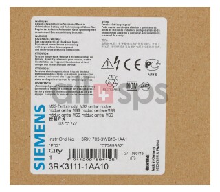 SIEMENS SIRIUS CENTRAL MODULE, 3RK3111-1AA10