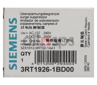 SIEMENS VARISTOR SURGE SUPPRESSOR, 3RT1926-1BD00