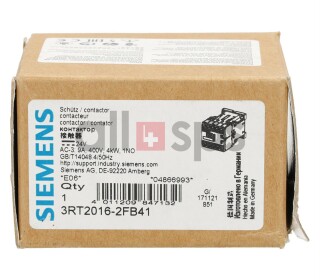 SIEMENS POWER CONTACTOR AC-3 9 A, 3RT2016-2FB41