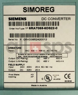 SIMOREG DC MASTER STROMRICHTERGERAET, 6RA7085-6DS22-0