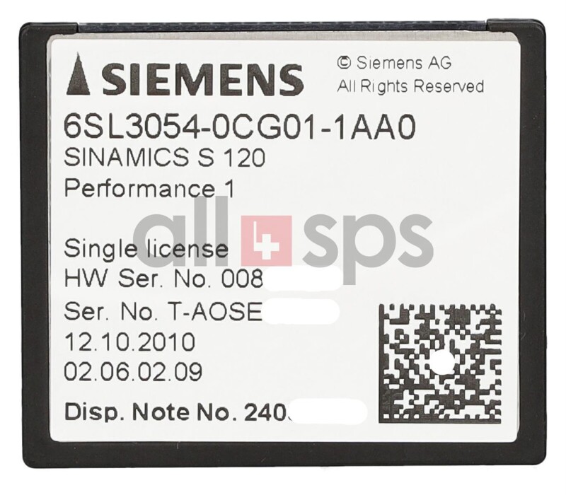 SINAMICS S120 COMPACTFLASH CARD, 6SL3054-0CG01-1AA0