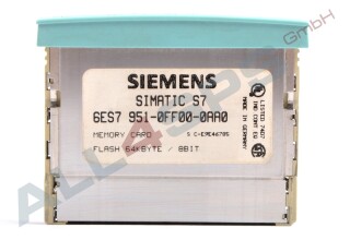 SIMATIC S7, MEMORY CARD MC 951, KURZE BAUFORM, FLASH-EPROM, 64 KBYTE ( 8 BIT), 6ES7951-0FF00-0AA0