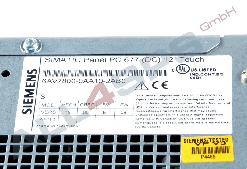 SIMATIC PANEL PC 677, CELERON M370/1,5 GHZ, 512MB, 6AV7800-0AA10-2AB0