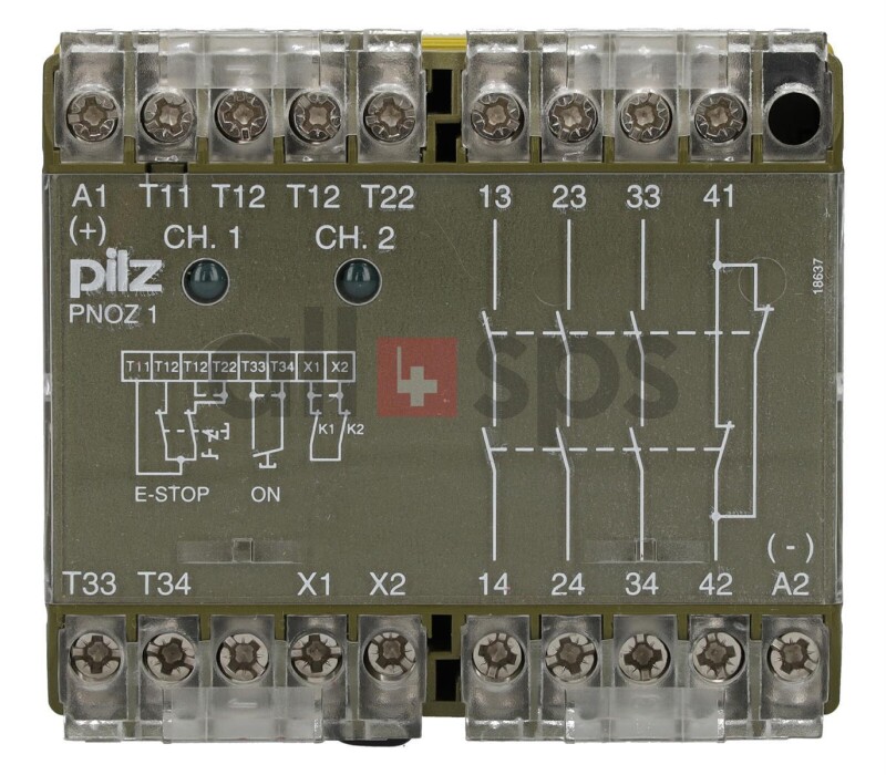475695 Pilz PNOZ 1 24 VDC 3S1O Safety Relay, Used 