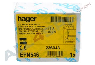 HAGER FERNSCHALTER 3S, 1OE, 16 A, 230V, EPN546
