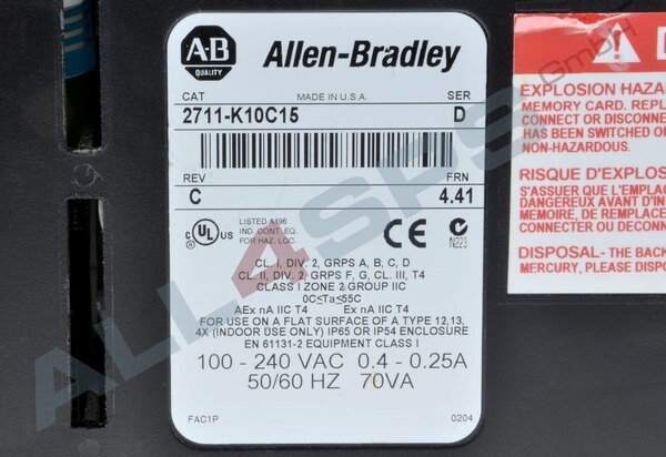 ALLEN BRADLEY PANELVIEW 1000, 2711-K10C15