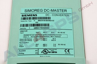 SIEMENS SIMOREG DC MASTER STROMRICHTERGERAET, 6RA7018-6DV62-0-Z