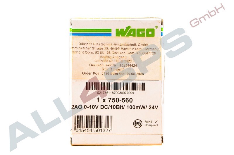 WAGO 2 CHANNEL ANALOG OUTPUT TERMIANL, 750-560