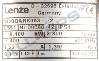 LENZE SERVOMOTOR 0.4KW 15048354, SDSGARS063-22