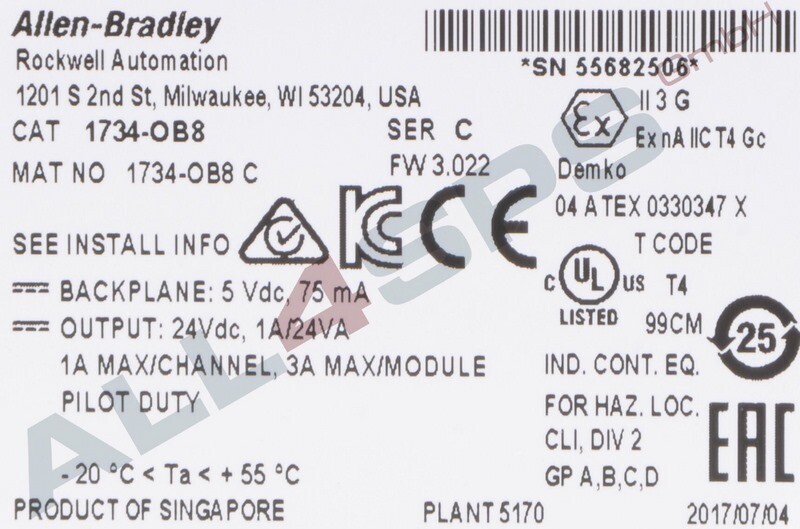 ALLEN BRADLEY OUTPUT MODULE, 1734-OB8