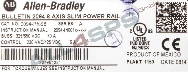 ALLEN BRADLEY AXIS SLIM POWER RAIL, 2094-PRS8