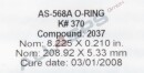 DUPONT KALREZ SAHARA O-RING 208.92 X 5.33 MM, AS-568A, 2037  ORIGINALVERPACKT (NS)