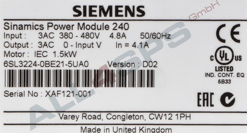SINAMICS G120 POWER MODULE PM240, 6SL3224-0BE21-5UA0