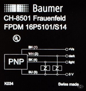 BAUMER REFLEXIONS-LICHTSCHRANKE, FPDM 16P5101/S14
