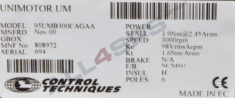 CONTROL TECHNIQUES UNIMOTOR UM, 95UMB300CAGAA, 808972