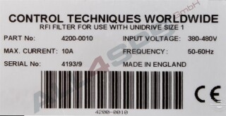CONTROL TECHNIQUES RFI FILTER, 4200-0010