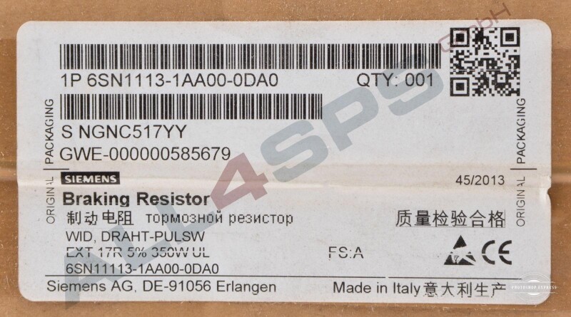 SIMODRIVE 611 PULSWIDERSTAND 0,3/25KW, 6SN1113-1AA00-0DA0