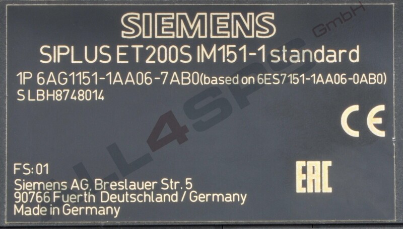 SIEMENS SIPLUS ET 200S IM 151-1 STANDARD, 6AG1151-1AA06-7AB0