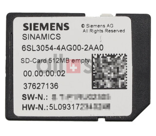 SINAMICS SD-CARD 512 MB LEER, 6SL3054-4AG00-2AA0