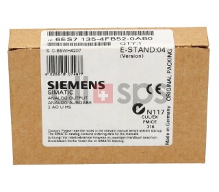 SIMATIC ELECTRONIC MODULE FOR ET200S, 6ES7135-4FB52-0AB0 NEW SEALED (NS)