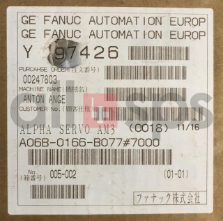 FANUC AC SERVO MOTOR, A06B-0166-B077#7000