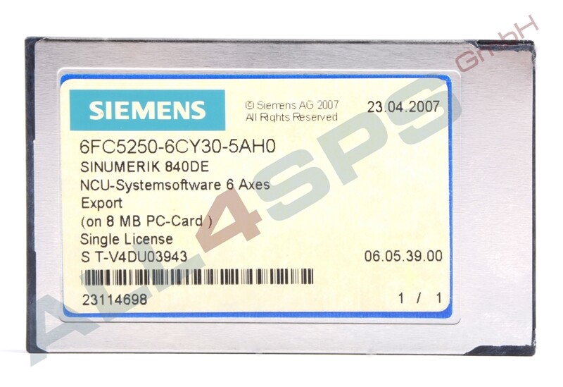 SINUMERIK 840DE CNC-SOFTWARE 6-5 AUF PC-CARD, 6FC5250-6CY30-5AH0