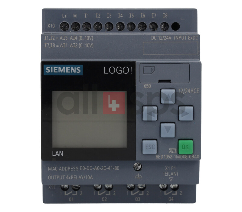 4ai 8 Di New Siemens LOGO 6ed1052-1md08-0ba0 Logique Module 12/24 Relay /4do 