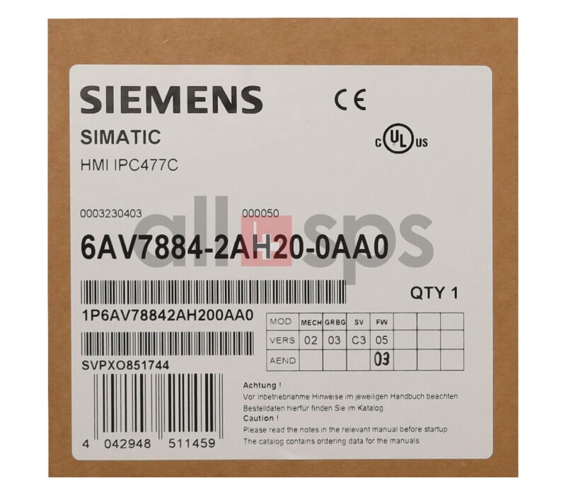 SIMATIC HMI IPC477C 15 TOUCH DISPLAY - 6AV7884-2AH20-0AA0