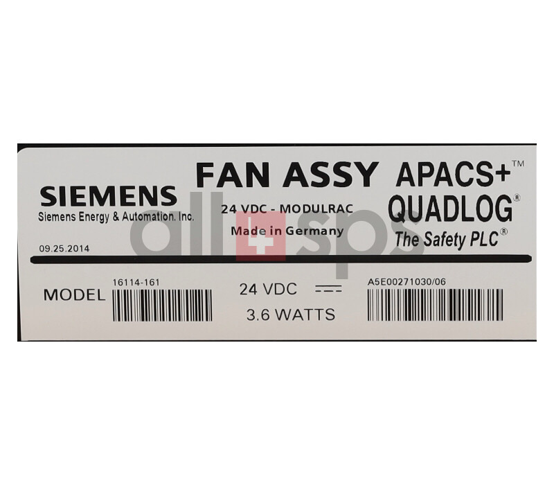 SIEMENS MOORE APACS+  QUADLOG SIXRAC FAN 24VDC - 16114-161