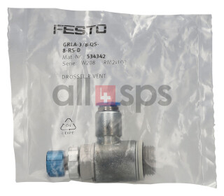 FESTO DROSSEL-RÜCKSCHLAGVENTIL, 534342 - GRLA-3/8-QS-8-RS-D